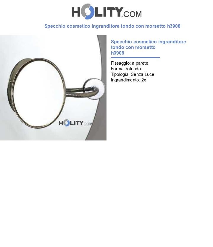 Specchio cosmetico ingranditore tondo con morsetto h3908
