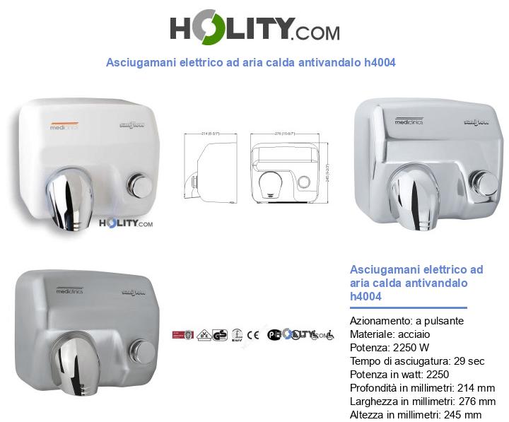 Asciugamani elettrico ad aria calda antivandalo h4004