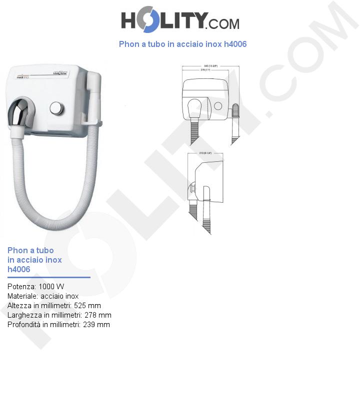 Phon a tubo in acciaio inox h4006