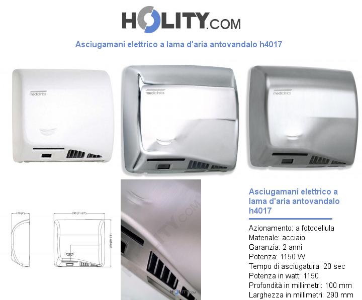 Asciugamani elettrico a lama d'aria antovandalo h4017