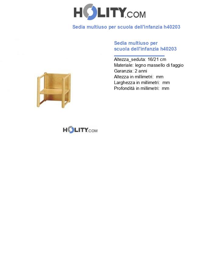 Sedia multiuso per scuola dell'infanzia h40203
