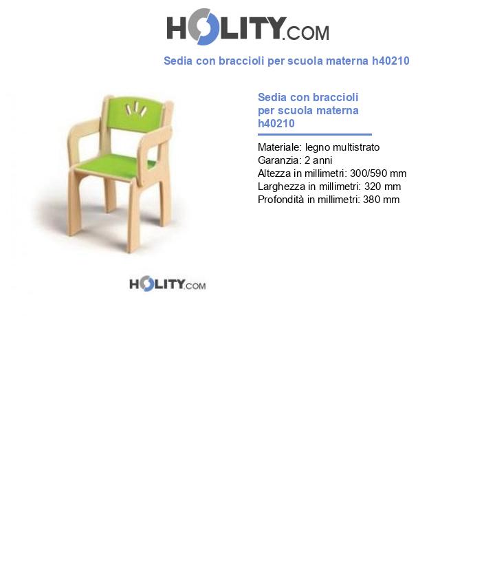 Sedia con braccioli per scuola materna h40210