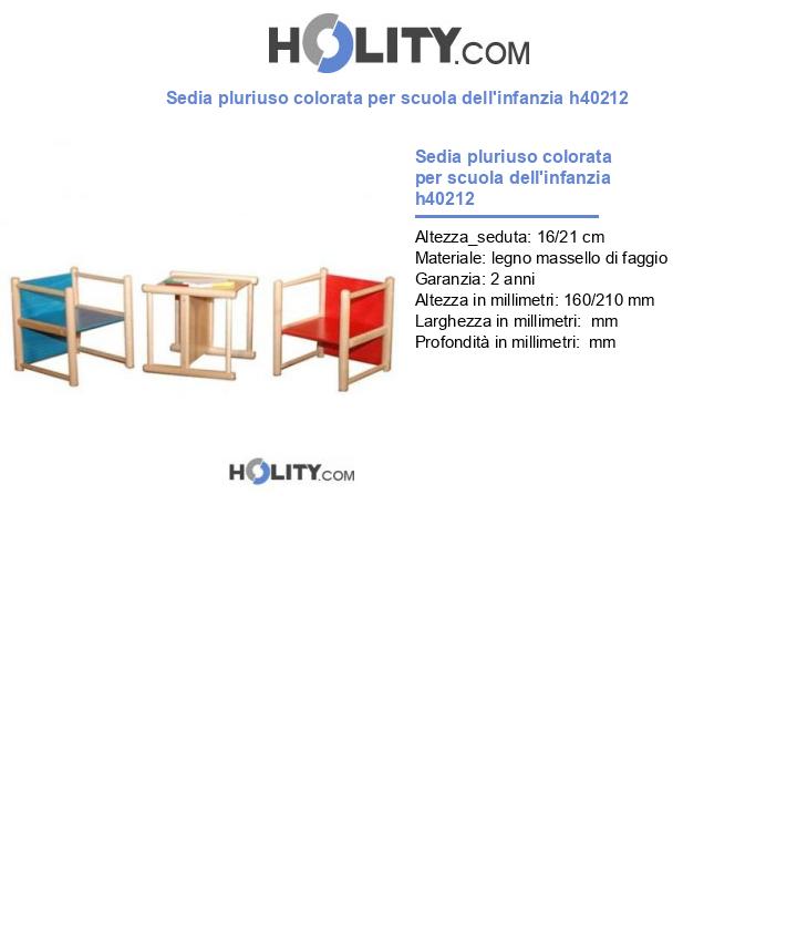 Sedia pluriuso colorata per scuola dell'infanzia h40212