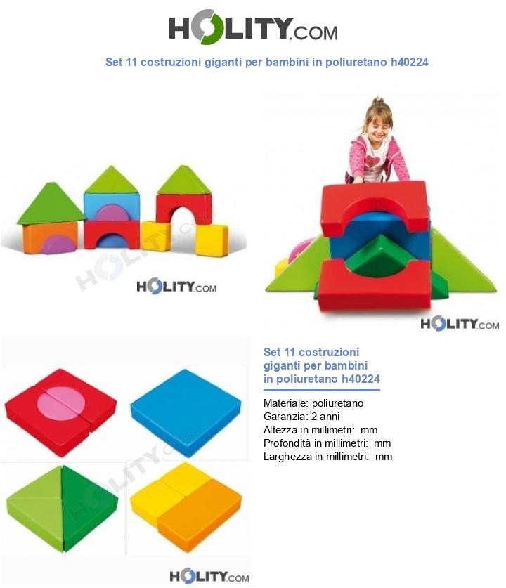 Set 11 costruzioni giganti per bambini in poliuretano h40224
