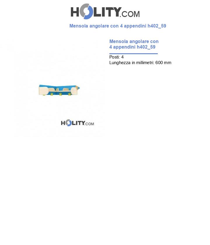 Mensola angolare con 4 appendini h402_59