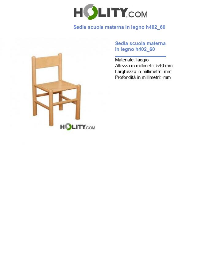 Sedia scuola materna in legno h402_60