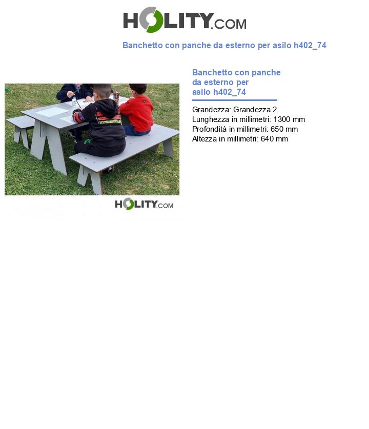 Banchetto con panche da esterno per asilo h402_74