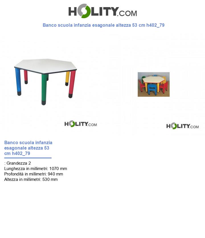 Banco scuola infanzia esagonale altezza 53 cm h402_79