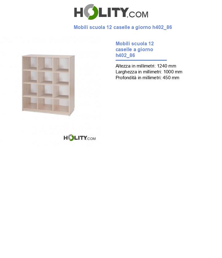 Mobili scuola 12 caselle a giorno h402_86