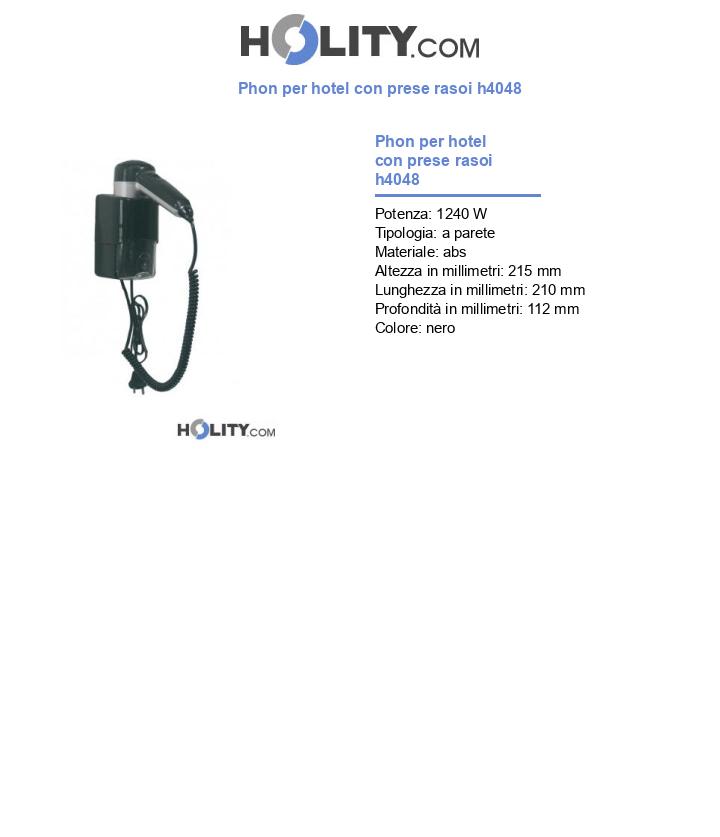 Phon per hotel con prese rasoi h4048