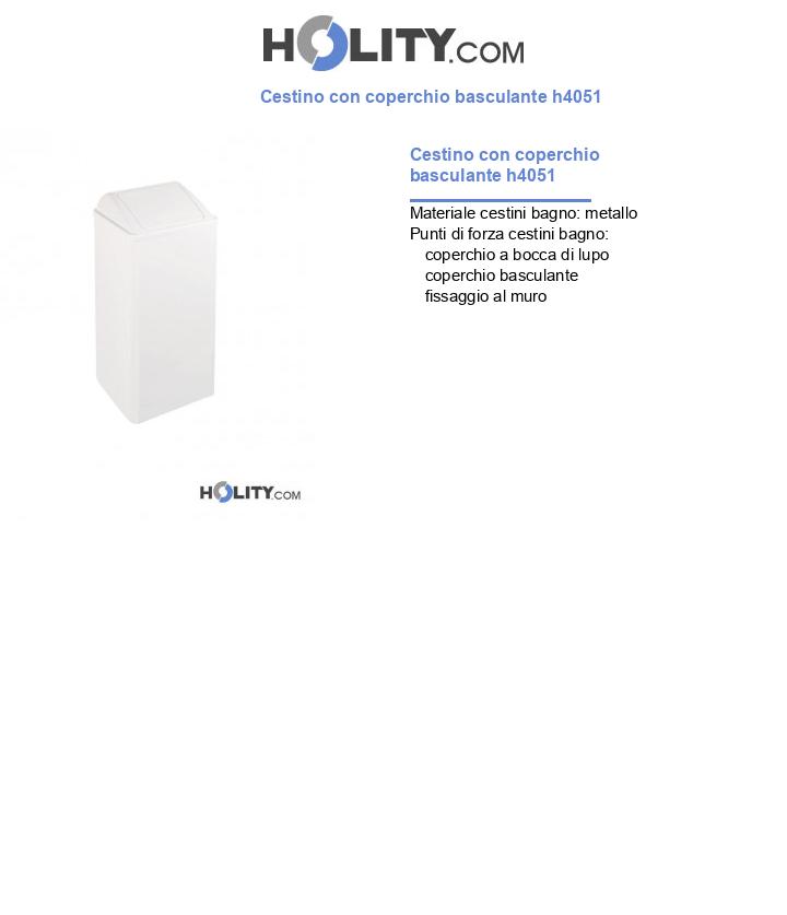 Cestino con coperchio basculante h4051