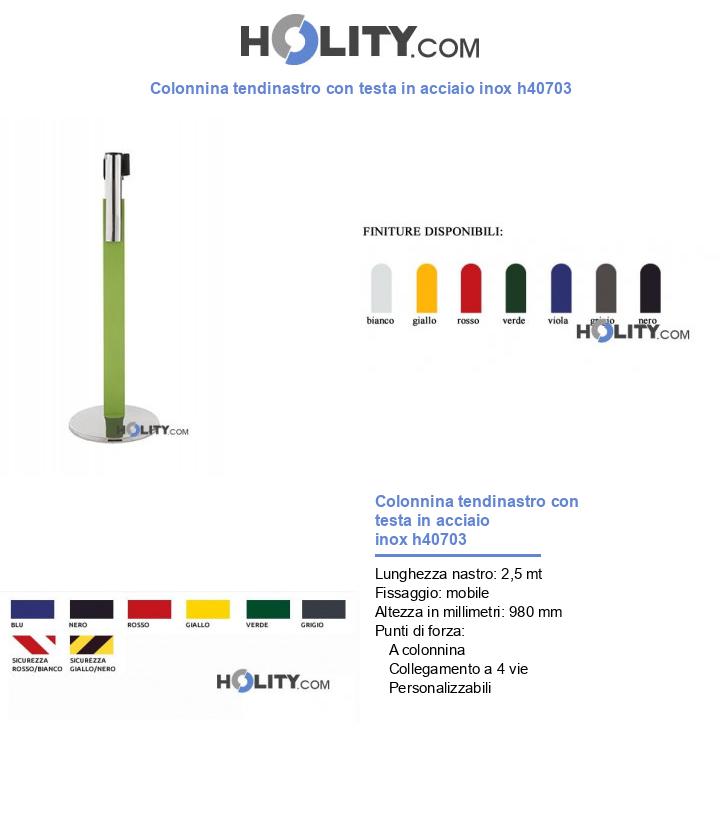 Colonnina tendinastro con testa in acciaio inox h40703