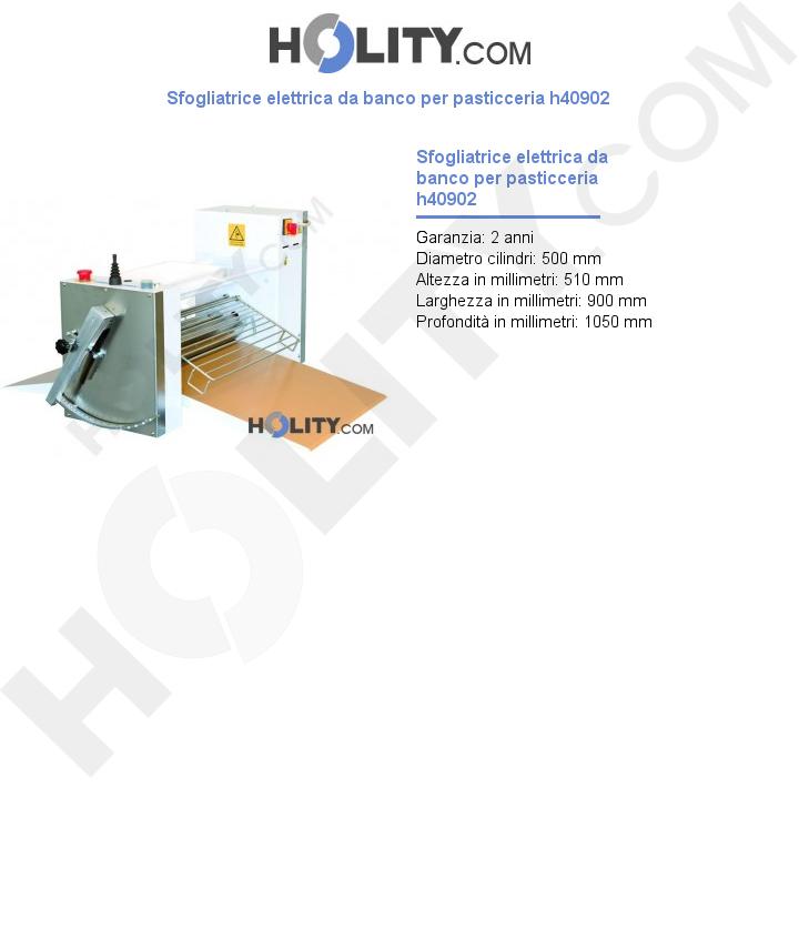 Sfogliatrice elettrica da banco per pasticceria h40902