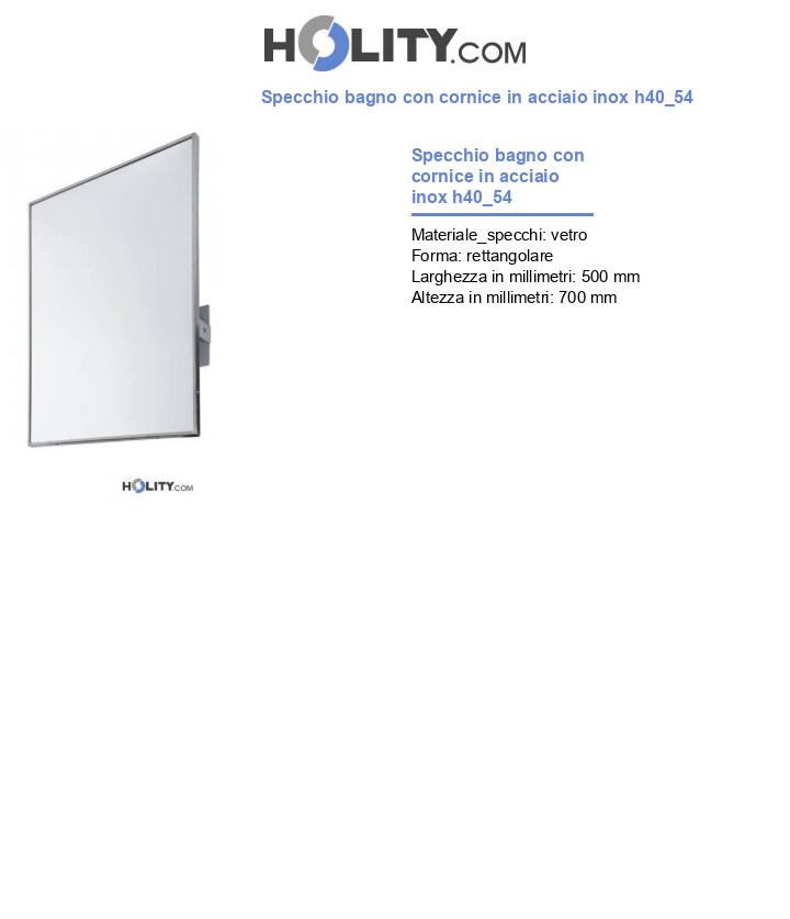 Specchio bagno con cornice in acciaio inox h40_54