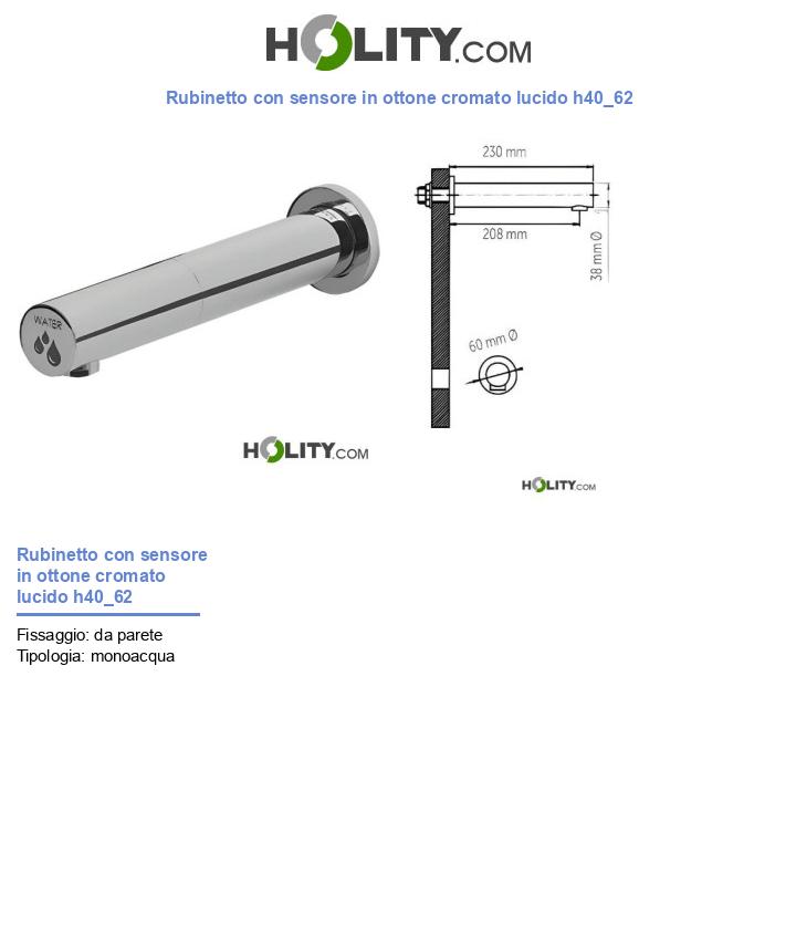 Rubinetto con sensore in ottone cromato lucido h40_62