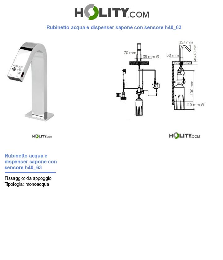 Rubinetto acqua e dispenser sapone con sensore h40_63