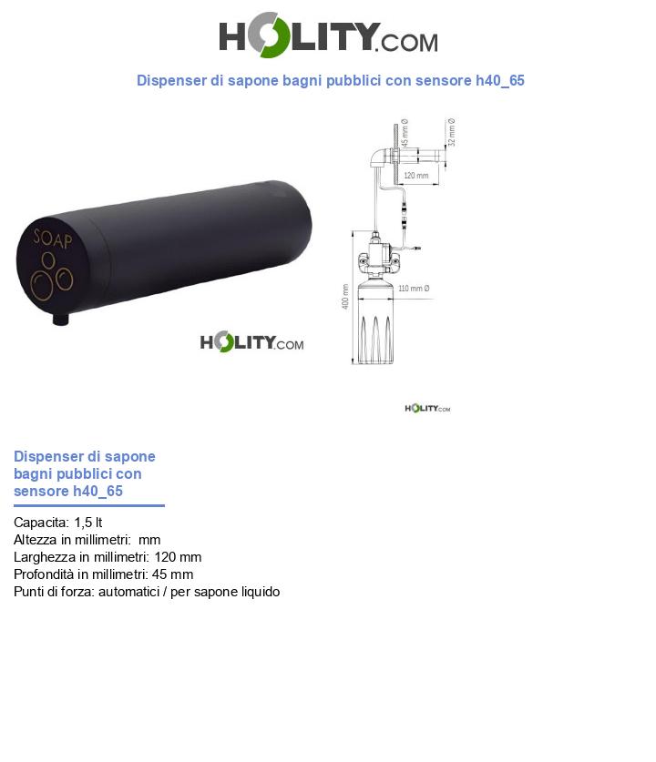 Dispenser di sapone bagni pubblici con sensore h40_65