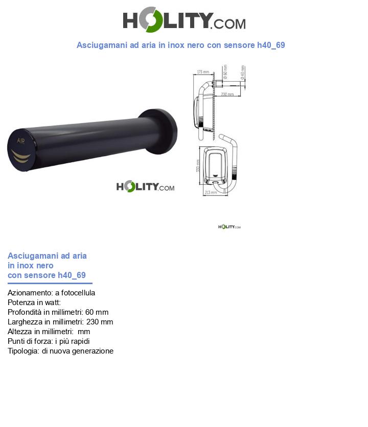 Asciugamani ad aria in inox nero con sensore h40_69