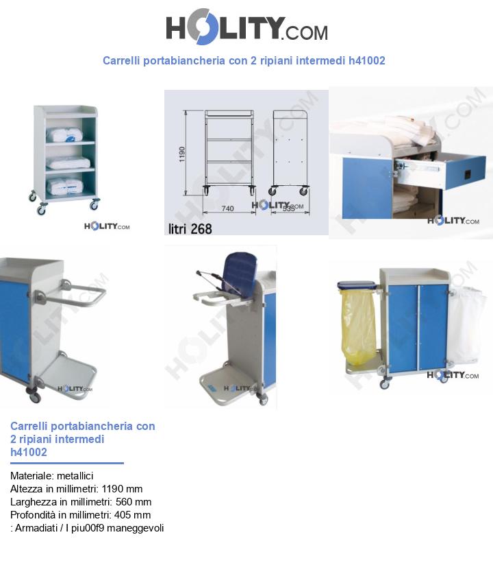 Carrelli portabiancheria con 2 ripiani intermedi h41002