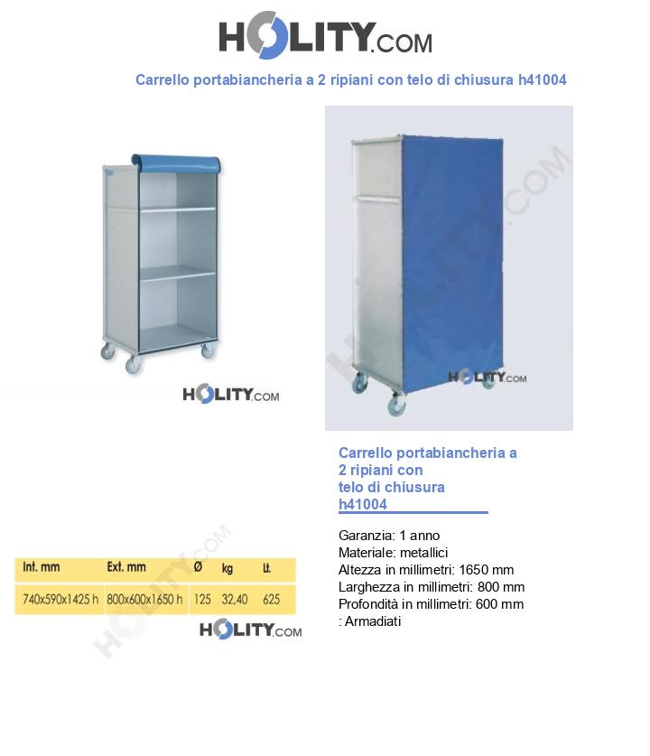 Carrello portabiancheria a 2 ripiani con telo di chiusura h41004
