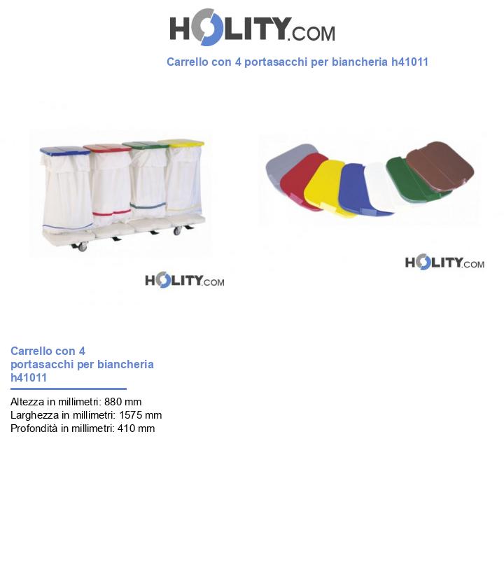Carrello con 4 portasacchi per biancheria h41011