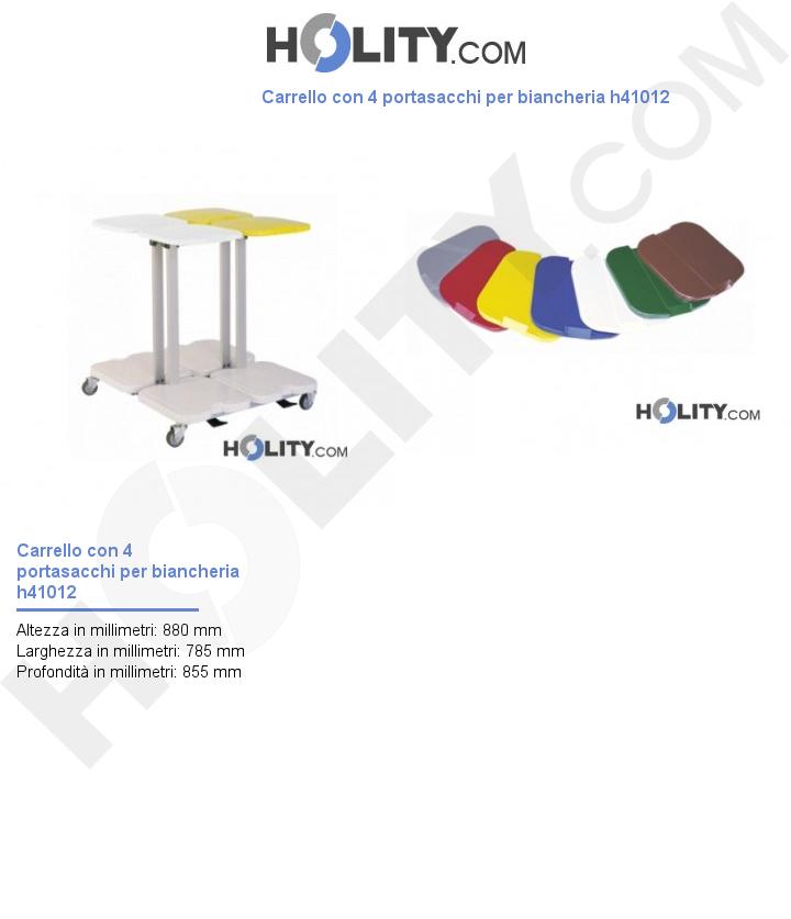 Carrello con 4 portasacchi per biancheria h41012