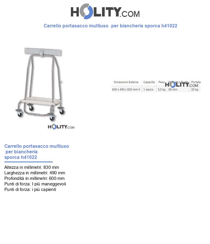 Carrello portasacco multiuso per biancheria sporca h41022