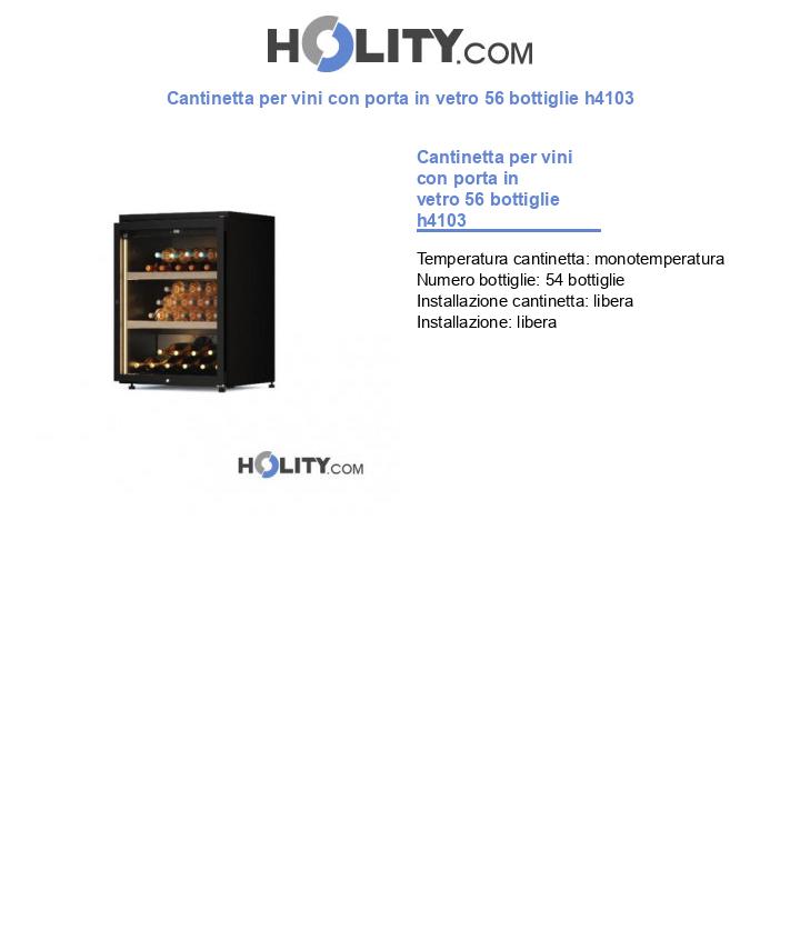 Cantinetta per vini con porta in vetro 56 bottiglie h4103