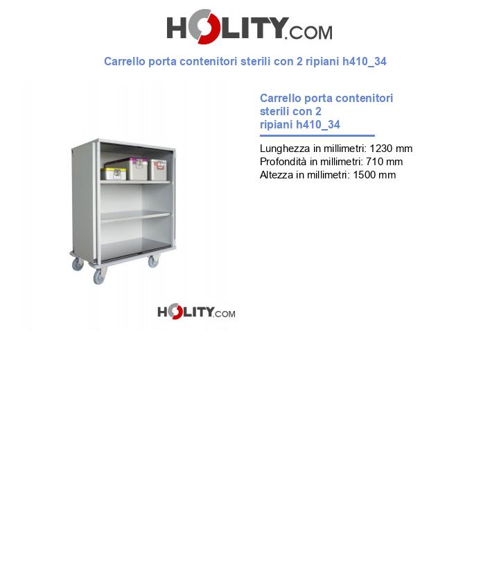 Carrello porta contenitori sterili con 2 ripiani h410_34