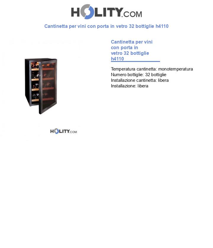 Cantinetta per vini con porta in vetro 32 bottiglie h4110