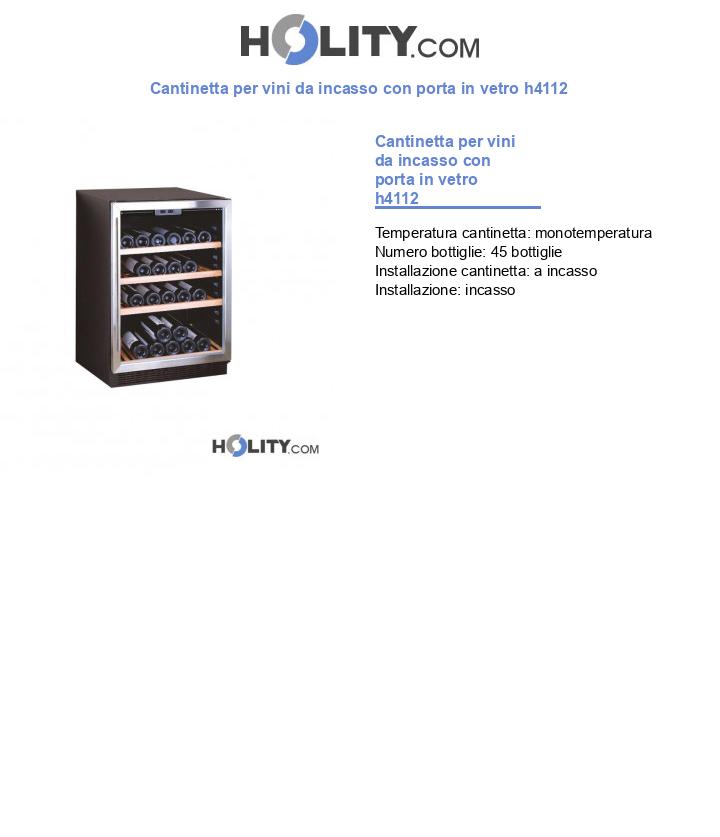 Cantinetta per vini da incasso con porta in vetro h4112
