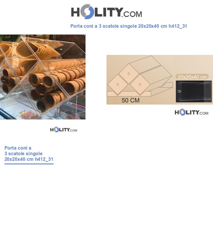 Porta coni a 3 scatole singole 20x20x40 cm h412_31