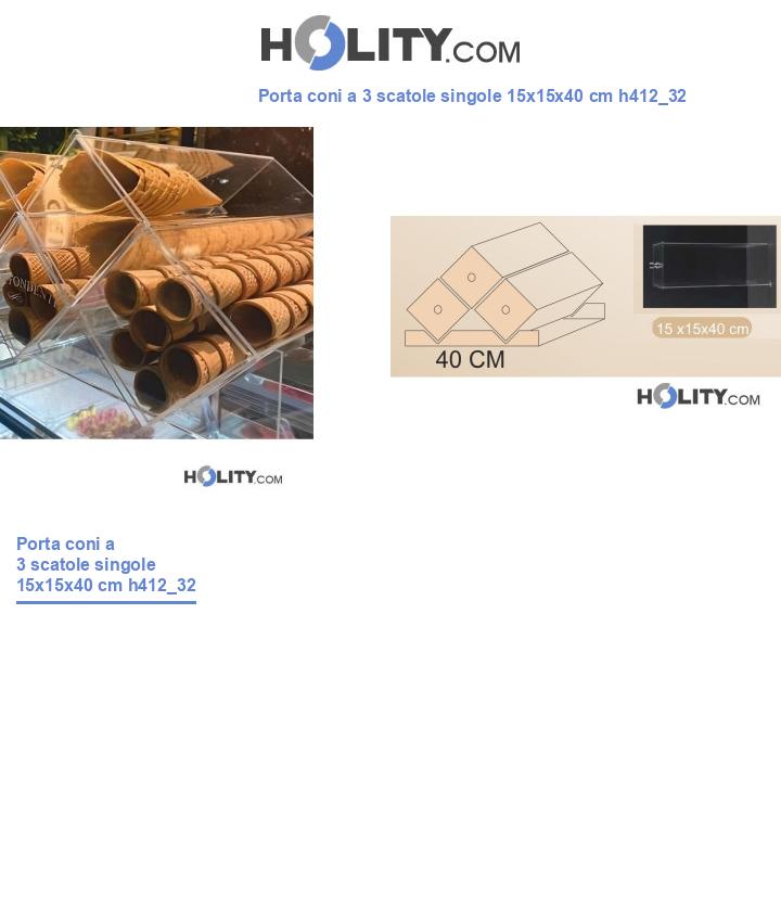 Porta coni a 3 scatole singole 15x15x40 cm h412_32