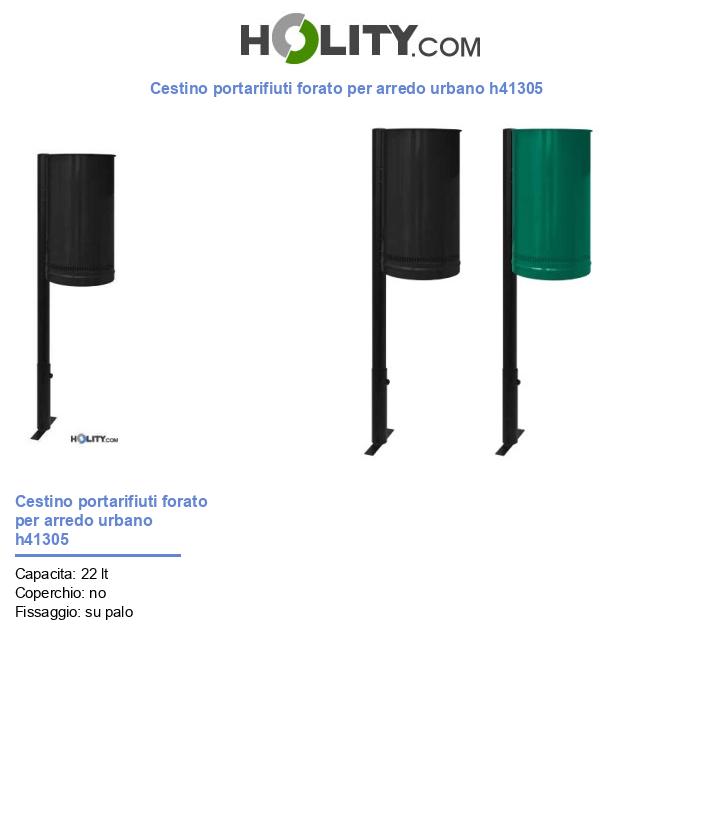 Cestino portarifiuti forato per arredo urbano h41305