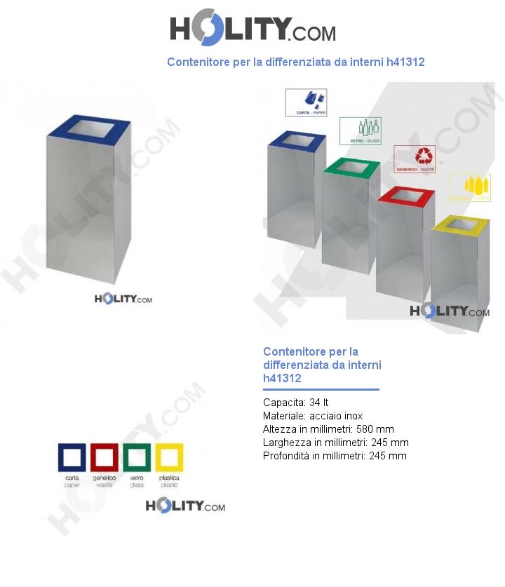 Contenitore per la differenziata da interni h41312