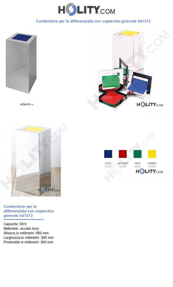 Contenitore per la differenziata con coperchio girevole h41313