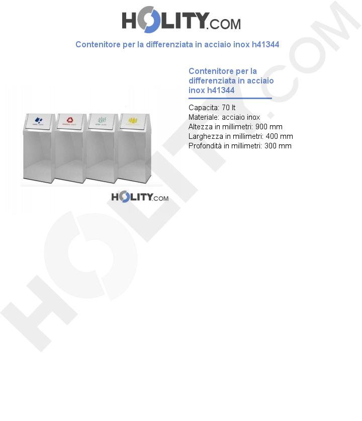 Contenitore per la differenziata in acciaio inox h41344