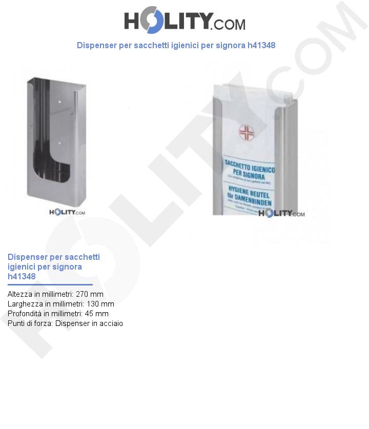 Dispenser per sacchetti igienici per signora h41348