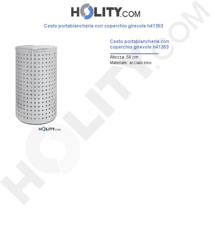 Cesto portabiancheria con coperchio girevole h41353