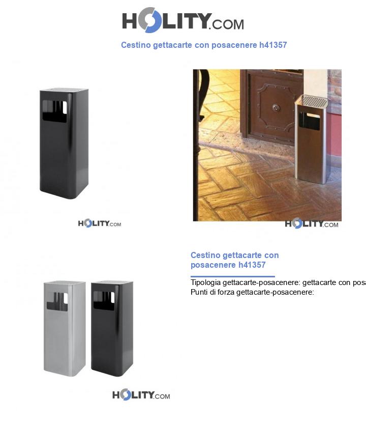 Cestino gettacarte con posacenere h41357