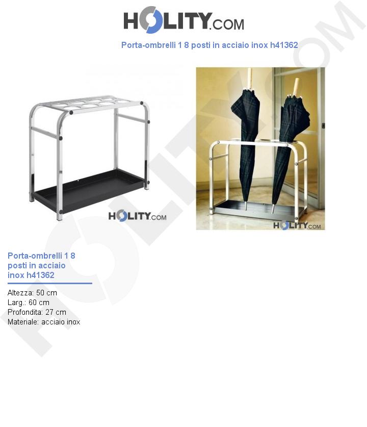 Porta-ombrelli da 8 posti in acciaio inox h41362