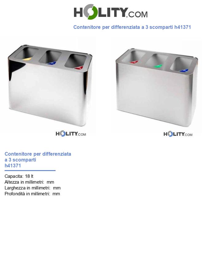 Contenitore per differenziata a 3 scomparti h41371