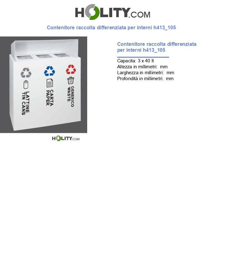 Contenitore raccolta differenziata per interni h413_105