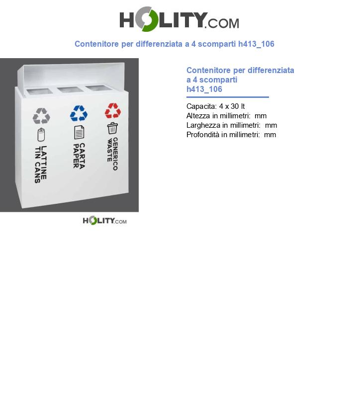 Contenitore per differenziata a 4 scomparti h413_106