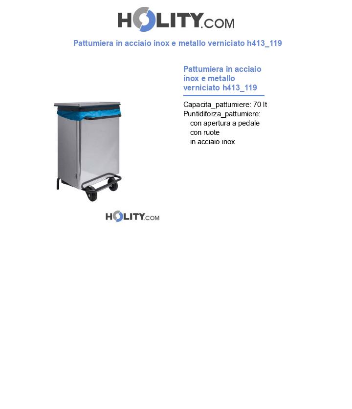 Pattumiera in acciaio inox e metallo verniciato h413_119