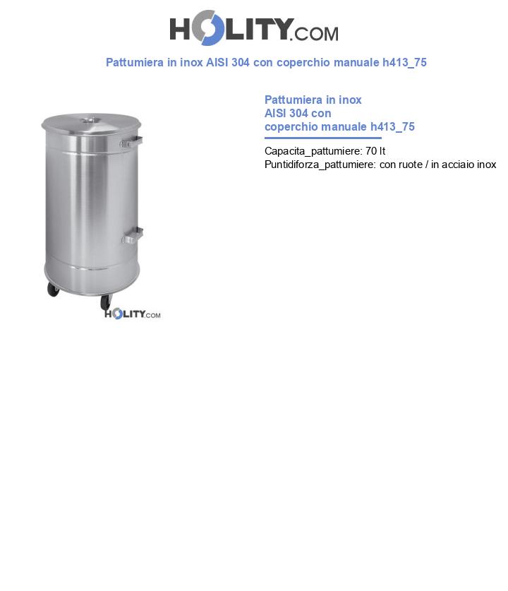 Pattumiera con coperchio in acciaio h413_75