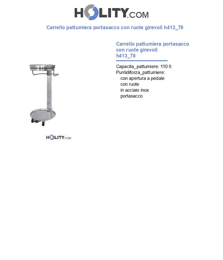Carrello pattumiera con ruote girevoli h413_78