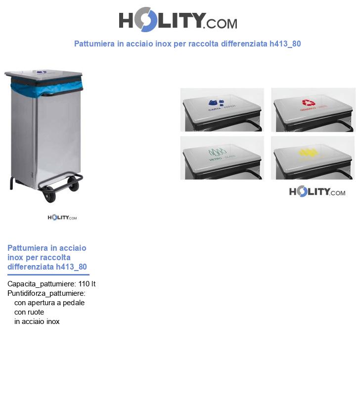 Pattumiera in acciaio inox per cucina h413_80