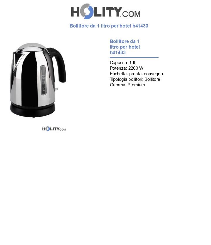 Bollitore da 1 litro per hotel h41433