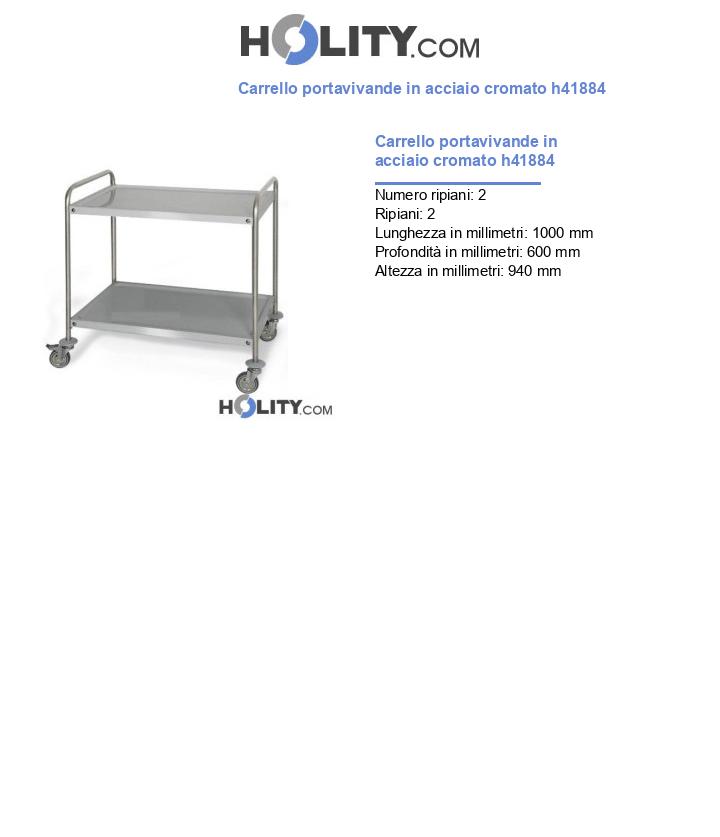Carrello portavivande in acciaio cromato h41884